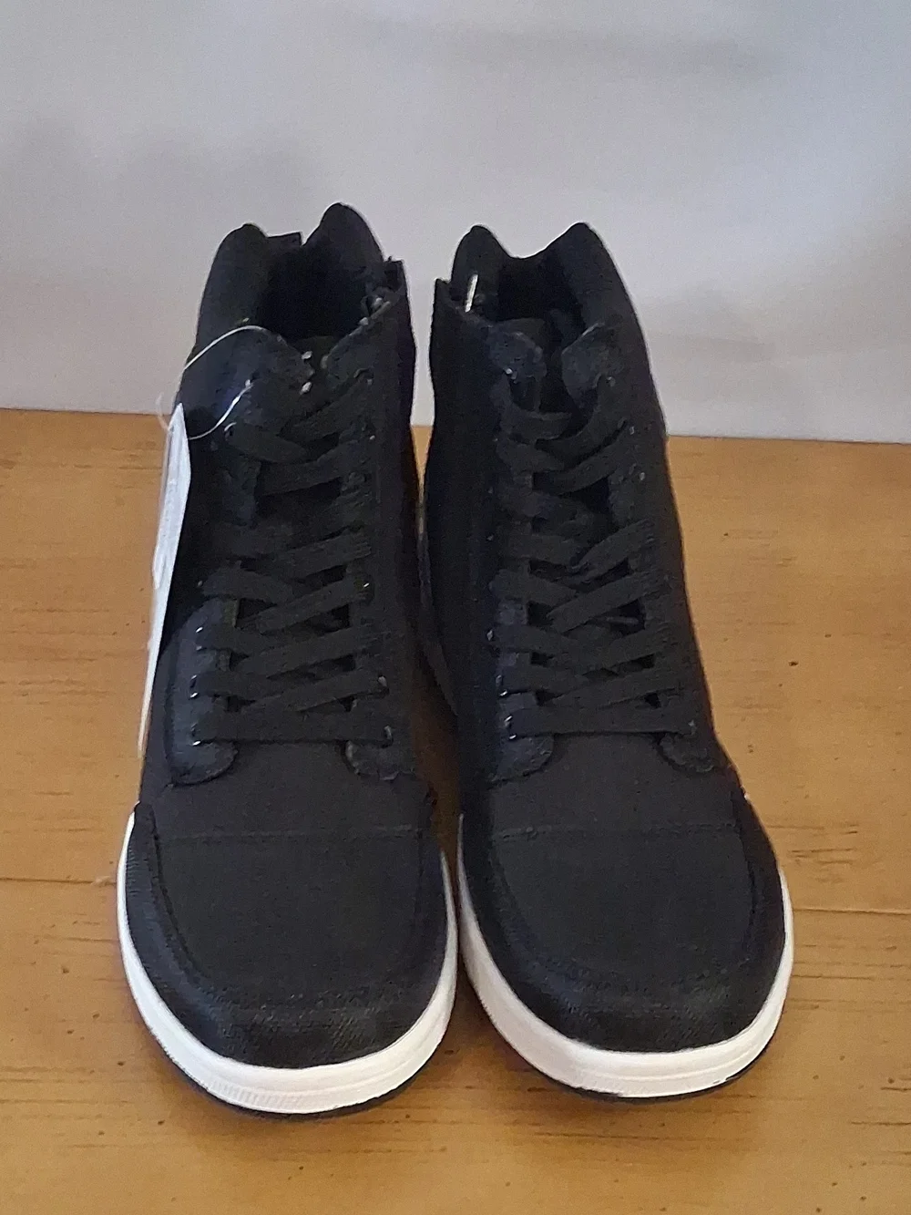 Bilt Biker Men's Black High-Top Lace Sneakers with White Cupsole